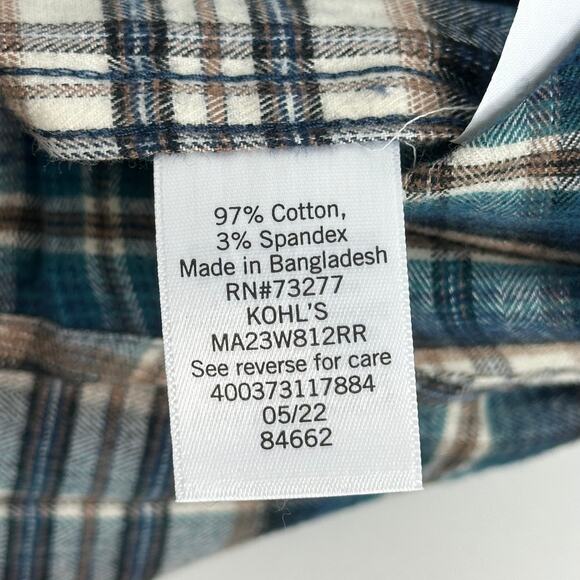 NWT Apt. 9 Blue Plaid Button Up Flannel Shirt Untucked Fit Mens Size Small S - Picture 10 of 12